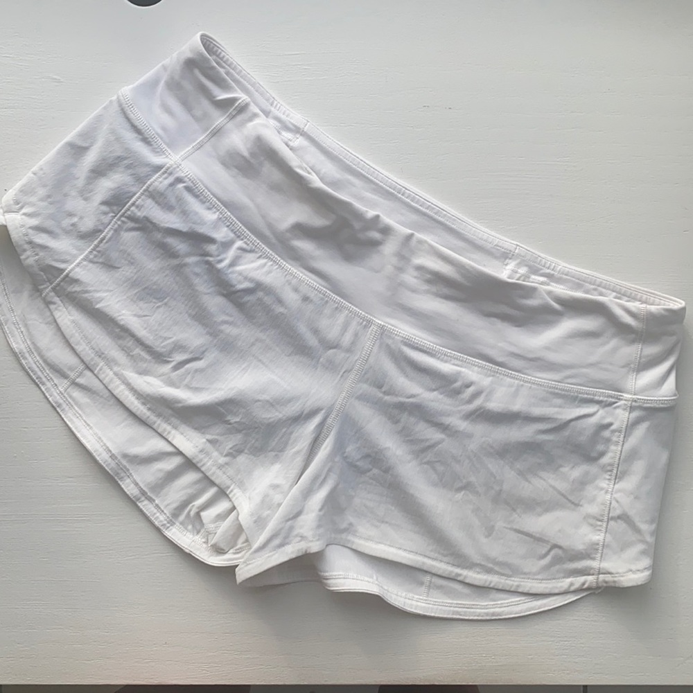 White Lululemon speed shorts